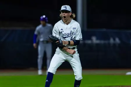 Georgia Southern right-handed pitcher Jax Lewis (46) during the NCAA baseball game between Georgia Southern and Western Carolina at Jack Stallings Field at J.I. Clements Stadium on February 14, 2025 in Statesboro, Georgia. (Photograph by AJ Henderson / Georgia Southern Athletics)