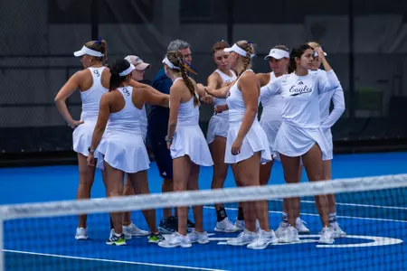 Georgia Southern team during the NCAA women’s tennis match between Georgia Southern and Troy at Wallis Tennis Center on March 30, 2025 in Statesboro, Georgia. (Photograph by AJ Henderson / Georgia Southern Athletics)