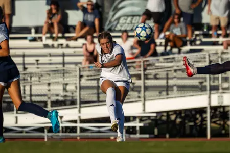 Georgia Southern midfielder Paisley Cathey (15) during the NCAA women’s soccer match between Georgia Southern and Samford at Bo Pitts Field on August 14, 2025 in Statesboro, Georgia. (Photograph by AJ Henderson / Georgia Southern Athletics)