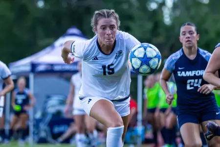 Georgia Southern midfielder Paisley Cathey (15) during the NCAA women’s soccer match between Georgia Southern and Samford at Bo Pitts Field on August 14, 2025 in Statesboro, Georgia. (Photograph by AJ Henderson / Georgia Southern Athletics)