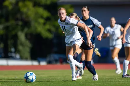 Georgia Southern midfielder Emma Chapman (11) during the NCAA women’s soccer match between Georgia Southern and Samford at Bo Pitts Field on August 14, 2025 in Statesboro, Georgia. (Photograph by AJ Henderson / Georgia Southern Athletics)