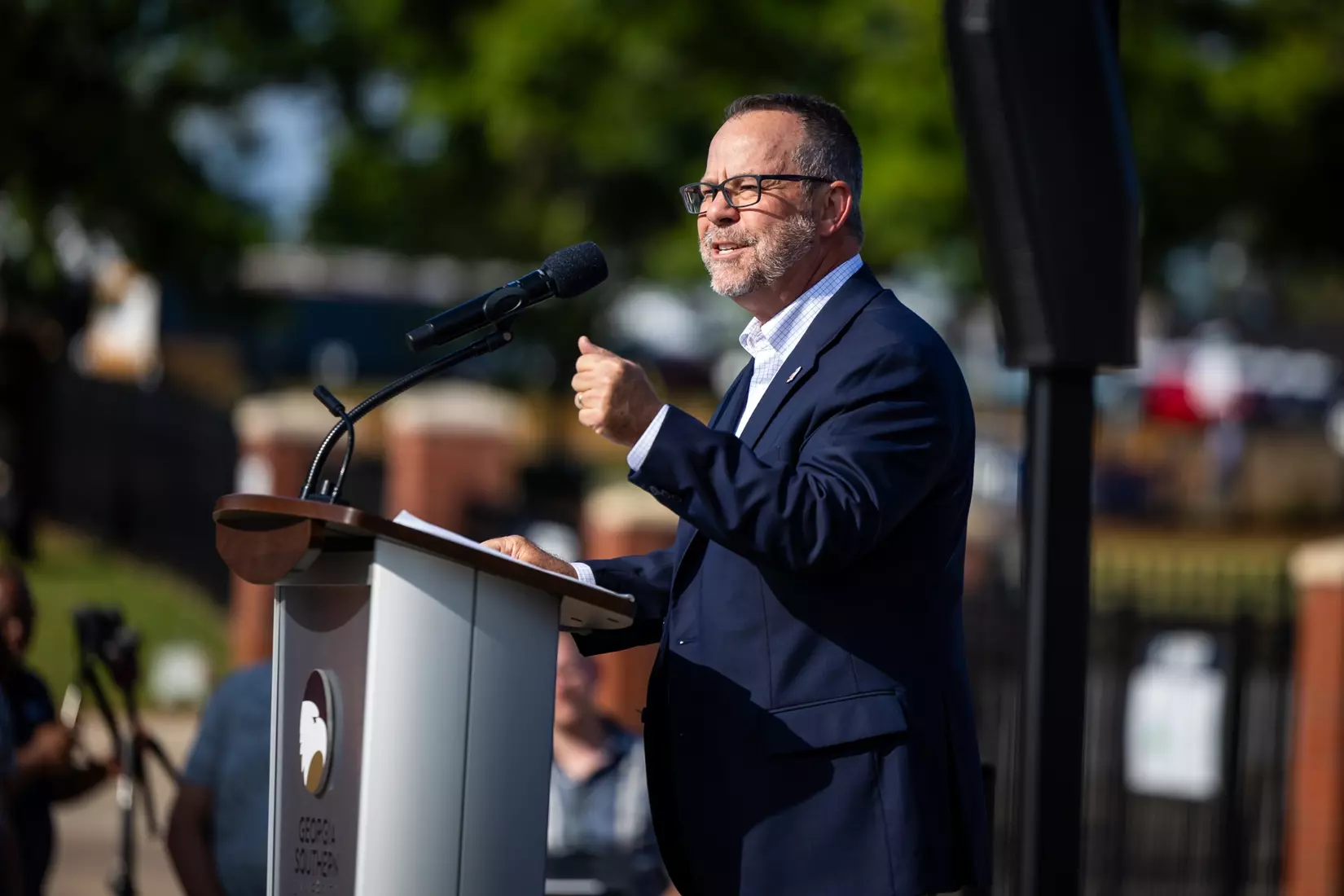 Freedom statue unveiling at Allen E. Paulson Stadium on September 12, 2025 in Statesboro, Georgia. (Photograph by AJ Henderson / Georgia Southern Athletics)