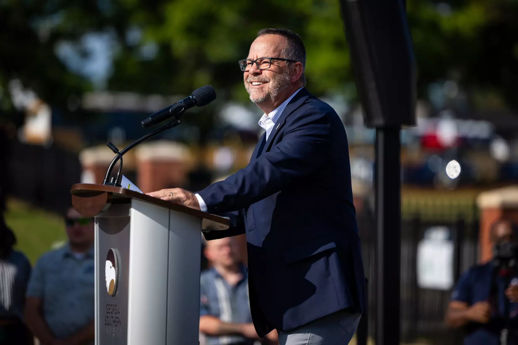 Freedom statue unveiling at Allen E. Paulson Stadium on September 12, 2025 in Statesboro, Georgia. (Photograph by AJ Henderson / Georgia Southern Athletics)
