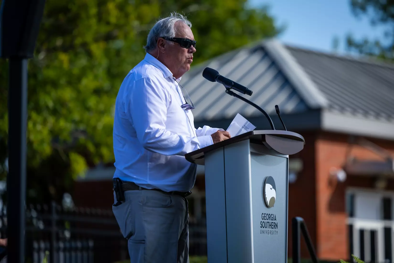 Freedom statue unveiling at Allen E. Paulson Stadium on September 12, 2025 in Statesboro, Georgia. (Photograph by AJ Henderson / Georgia Southern Athletics)