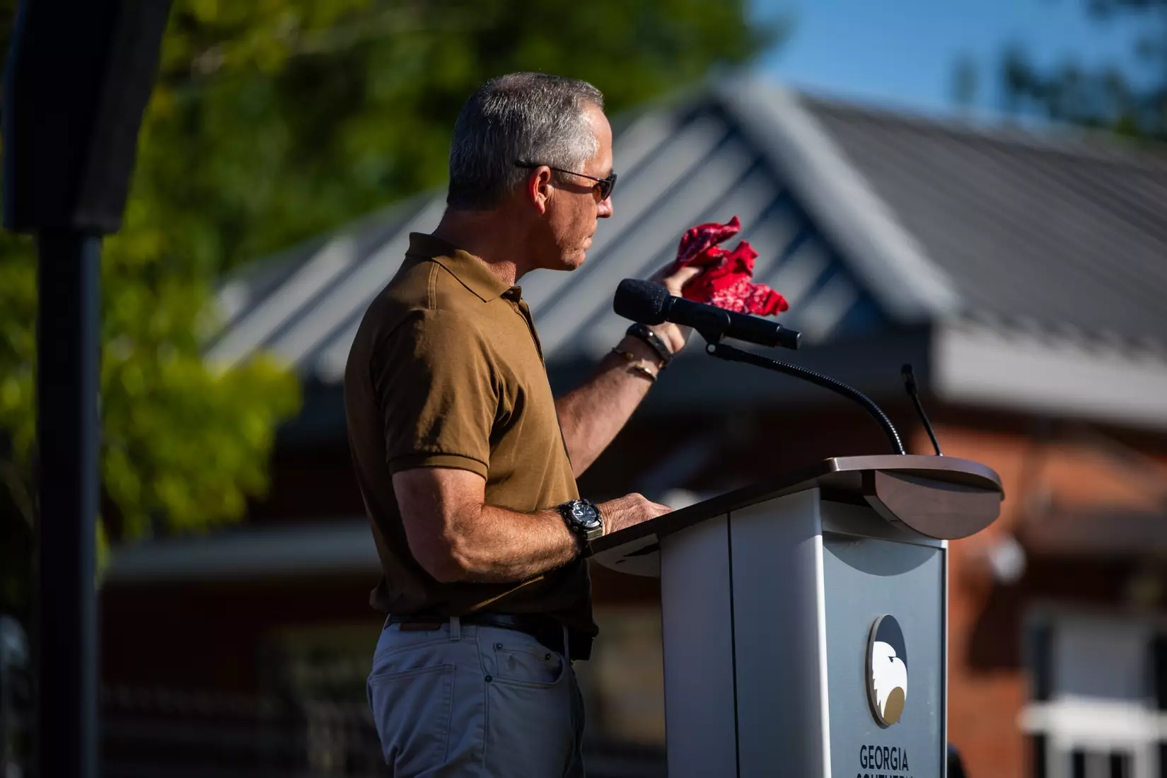 Freedom statue unveiling at Allen E. Paulson Stadium on September 12, 2025 in Statesboro, Georgia. (Photograph by AJ Henderson / Georgia Southern Athletics)