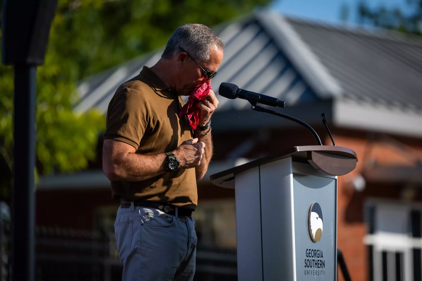 Freedom statue unveiling at Allen E. Paulson Stadium on September 12, 2025 in Statesboro, Georgia. (Photograph by AJ Henderson / Georgia Southern Athletics)