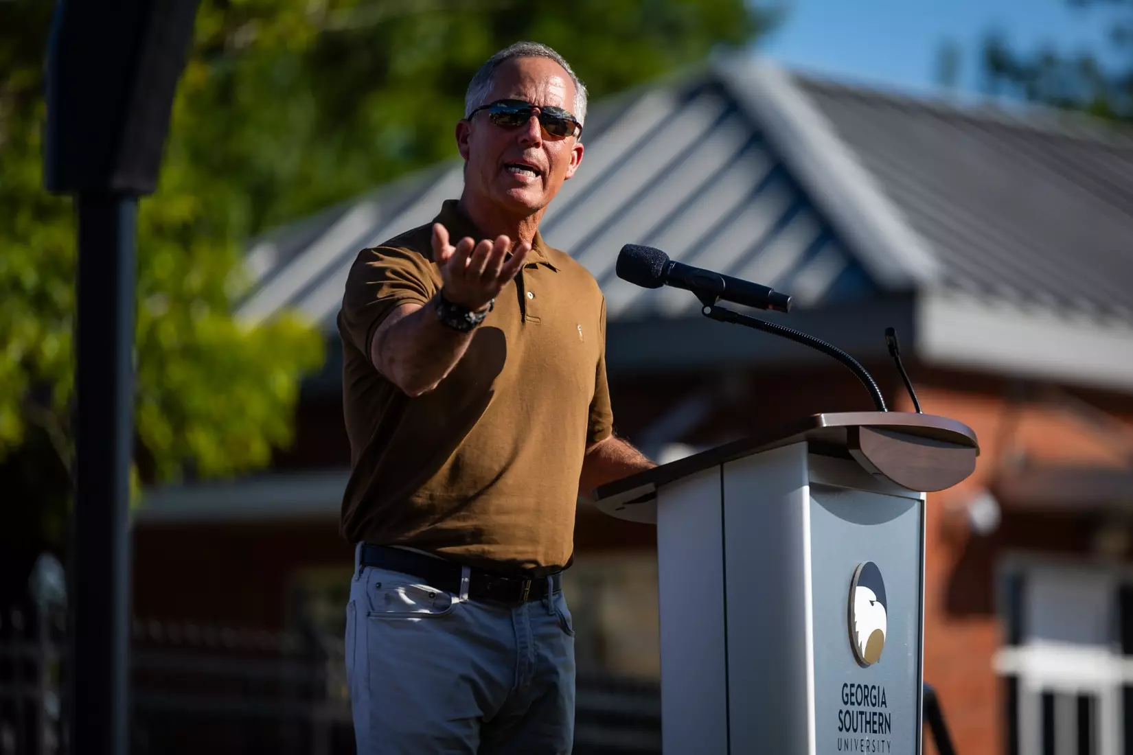 Freedom statue unveiling at Allen E. Paulson Stadium on September 12, 2025 in Statesboro, Georgia. (Photograph by AJ Henderson / Georgia Southern Athletics)