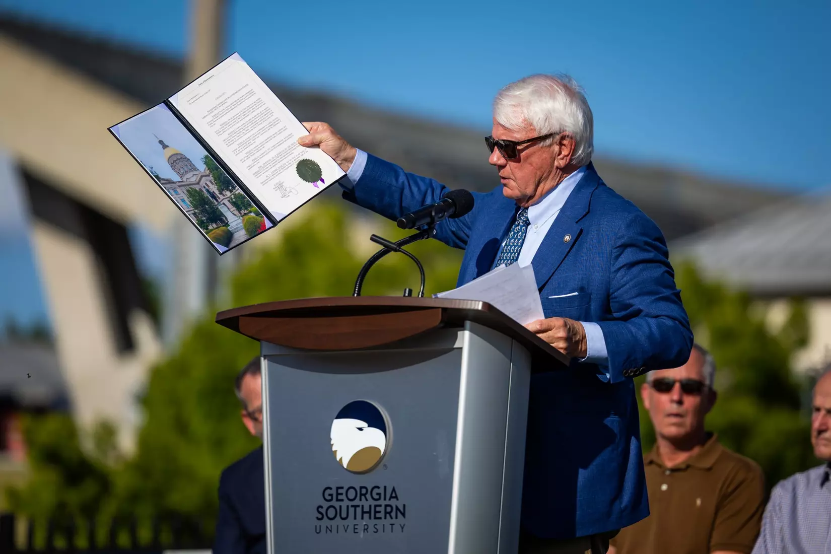 Freedom statue unveiling at Allen E. Paulson Stadium on September 12, 2025 in Statesboro, Georgia. (Photograph by AJ Henderson / Georgia Southern Athletics)