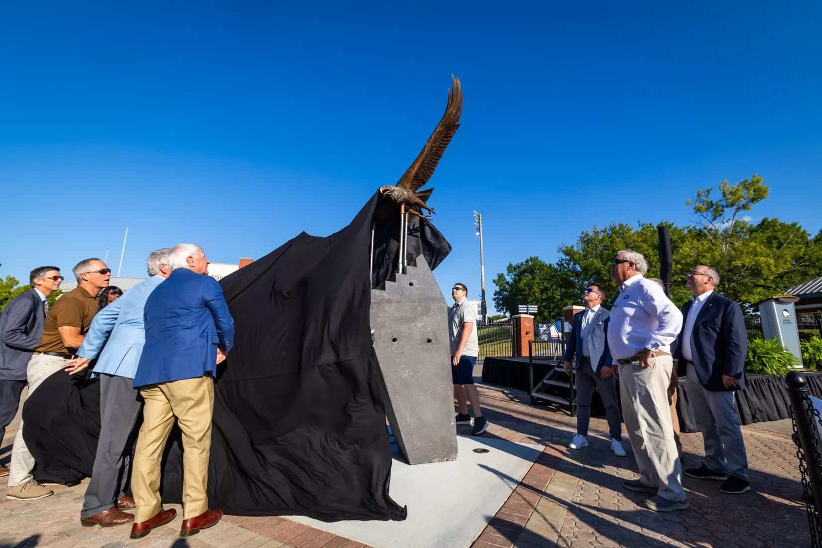 Freedom statue unveiling at Allen E. Paulson Stadium on September 12, 2025 in Statesboro, Georgia. (Photograph by AJ Henderson / Georgia Southern Athletics)
