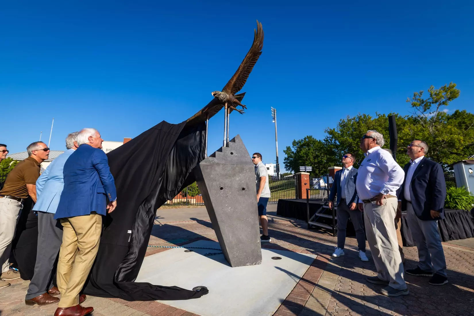 Freedom statue unveiling at Allen E. Paulson Stadium on September 12, 2025 in Statesboro, Georgia. (Photograph by AJ Henderson / Georgia Southern Athletics)