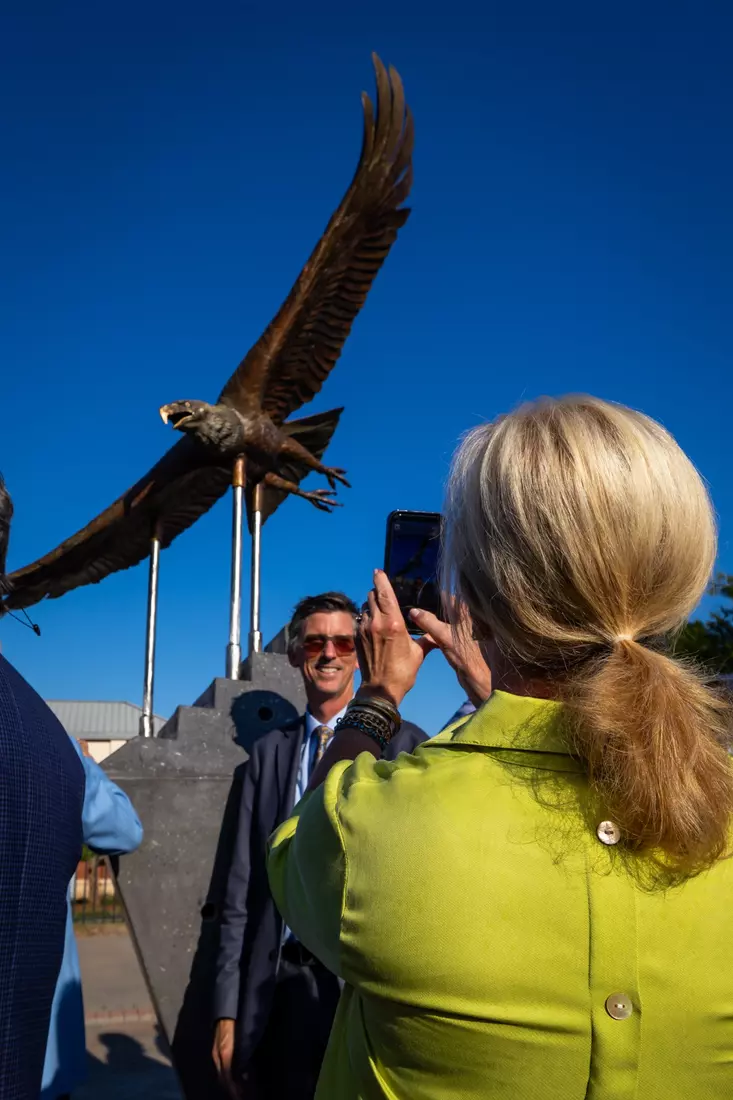 Freedom statue unveiling at Allen E. Paulson Stadium on September 12, 2025 in Statesboro, Georgia. (Photograph by AJ Henderson / Georgia Southern Athletics)