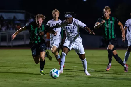 Georgia Southern forward Ricky Louis (17) during the NCAA men’s soccer match between Georgia Southern and Marshall at Bo Pitts Field on September 28, 2025 in Statesboro, Georgia. (Photograph by AJ Henderson / Georgia Southern Athletics)