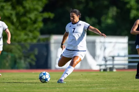 Georgia Southern midfielder Kendall Wilson (7) during the NCAA women’s soccer match between Georgia Southern and Samford at Bo Pitts Field on August 14, 2025 in Statesboro, Georgia. (Photograph by AJ Henderson / Georgia Southern Athletics)