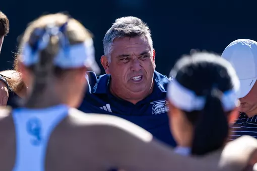 Georgia Southern head coach Sean McCaffrey during the NCAA women’s tennis match between Georgia Southern and College of Charleston at Wallis Tennis Center on January 23, 2026 in Statesboro, Georgia. (Photograph by AJ Henderson / Georgia Southern Athletics)