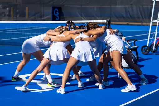 Georgia Southern team during the NCAA women’s tennis match between Georgia Southern and College of Charleston at Wallis Tennis Center on January 23, 2026 in Statesboro, Georgia. (Photograph by AJ Henderson / Georgia Southern Athletics)
