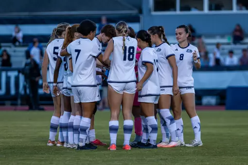Georgia Southern team during the NCAA women’s soccer match between Georgia Southern and Troy at Bo Pitts Field on October 22, 2026 in Statesboro, Georgia. (Photograph by AJ Henderson / Georgia Southern Athletics)