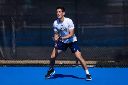 Georgia Southern redshirt-freshman Albert Saar during the NCAA men’s tennis match between Georgia Southern and South Carolina State at Wallis Tennis Center on February 13, 2026 in Statesboro, Georgia. (Photograph by AJ Henderson / Georgia Southern Athletics)