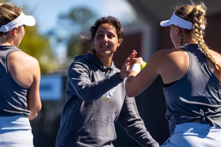 Georgia Southern assistant coach Ines Fonte during the NCAA women’s tennis match between Georgia Southern and Florida A&M at Wallis Tennis Center on March 12, 2026 in Statesboro, Georgia. (Photograph by AJ Henderson / Georgia Southern Athletics)