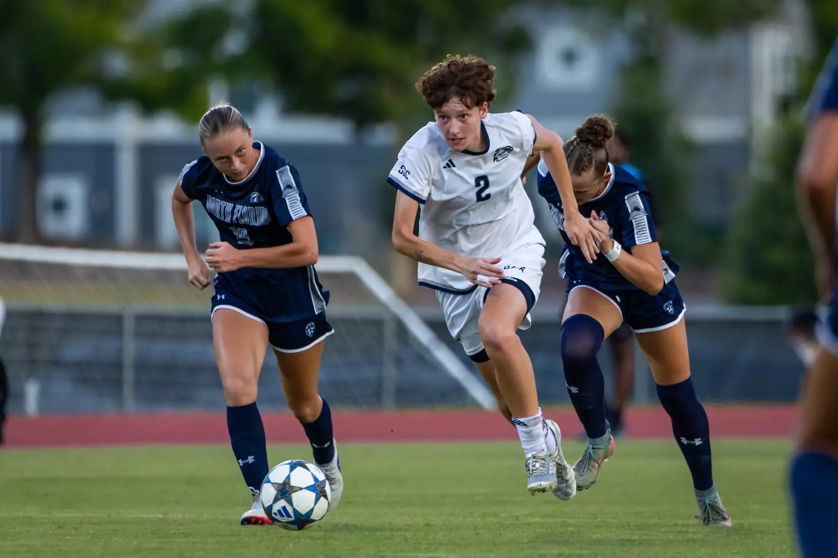 Georgia Southern midfielder Caitlin Conroy (2) during the NCAA women’s soccer match between Georgia Southern and North Florida at Bo Pitts Field on August 12, 2026 in Statesboro, Georgia. (Photograph by AJ Henderson / Georgia Southern Athletics)