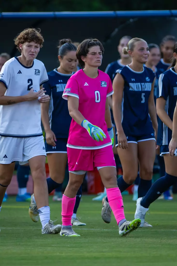 Georgia Southern goalkeeper Quinn Wilson (0) during the NCAA women’s soccer match between Georgia Southern and North Florida at Bo Pitts Field on August 12, 2026 in Statesboro, Georgia. (Photograph by AJ Henderson / Georgia Southern Athletics)