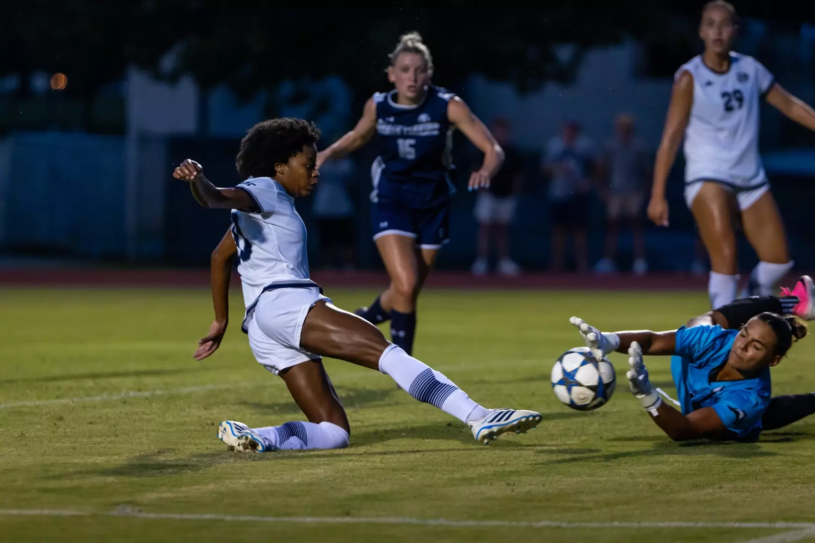 Georgia Southern midfielder Addison Comer (20) during the NCAA women’s soccer match between Georgia Southern and North Florida at Bo Pitts Field on August 12, 2026 in Statesboro, Georgia. (Photograph by AJ Henderson / Georgia Southern Athletics)