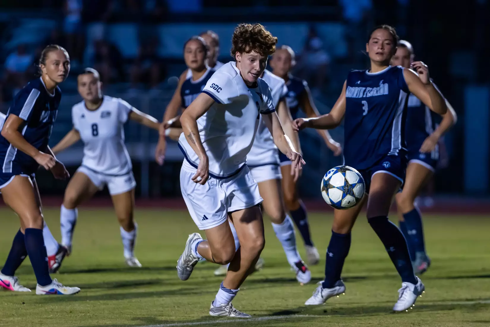 Georgia Southern midfielder Caitlin Conroy (2) during the NCAA women’s soccer match between Georgia Southern and North Florida at Bo Pitts Field on August 12, 2026 in Statesboro, Georgia. (Photograph by AJ Henderson / Georgia Southern Athletics)