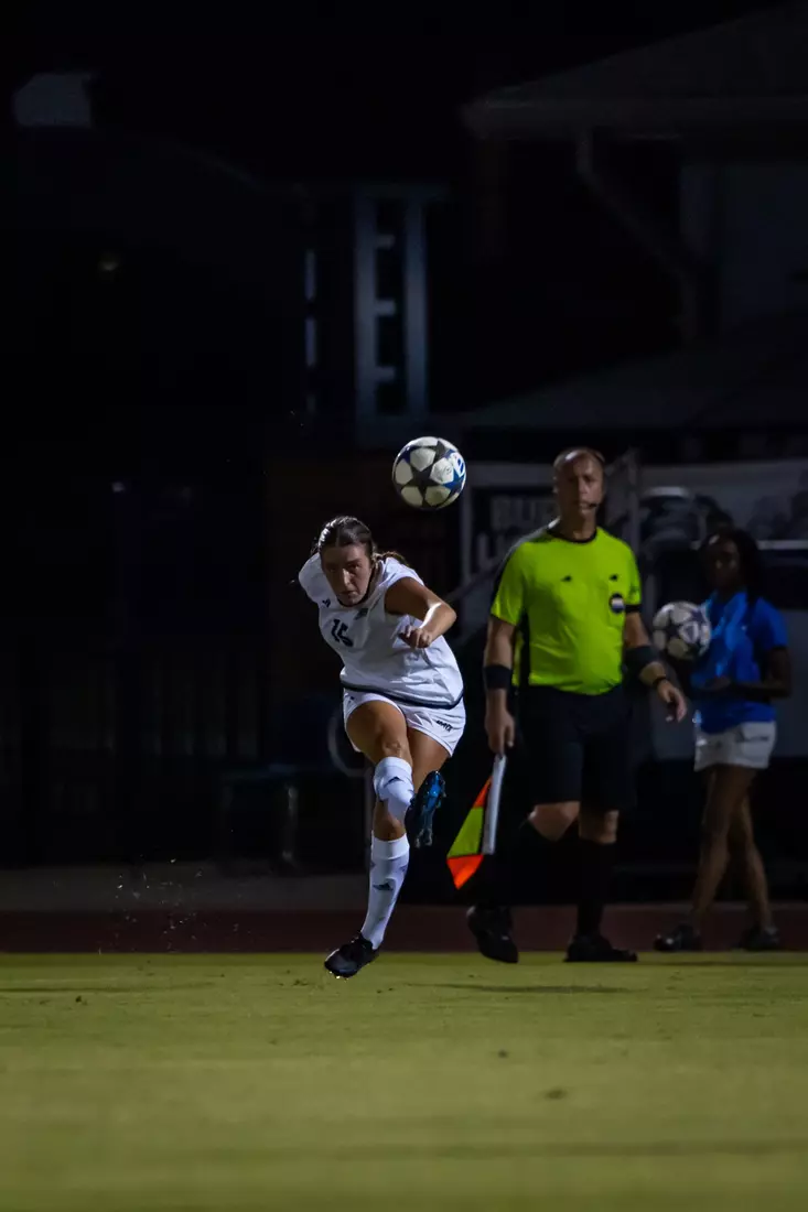 Georgia Southern midfielder Paisley Cathey (15) during the NCAA women’s soccer match between Georgia Southern and North Florida at Bo Pitts Field on August 12, 2026 in Statesboro, Georgia. (Photograph by AJ Henderson / Georgia Southern Athletics)