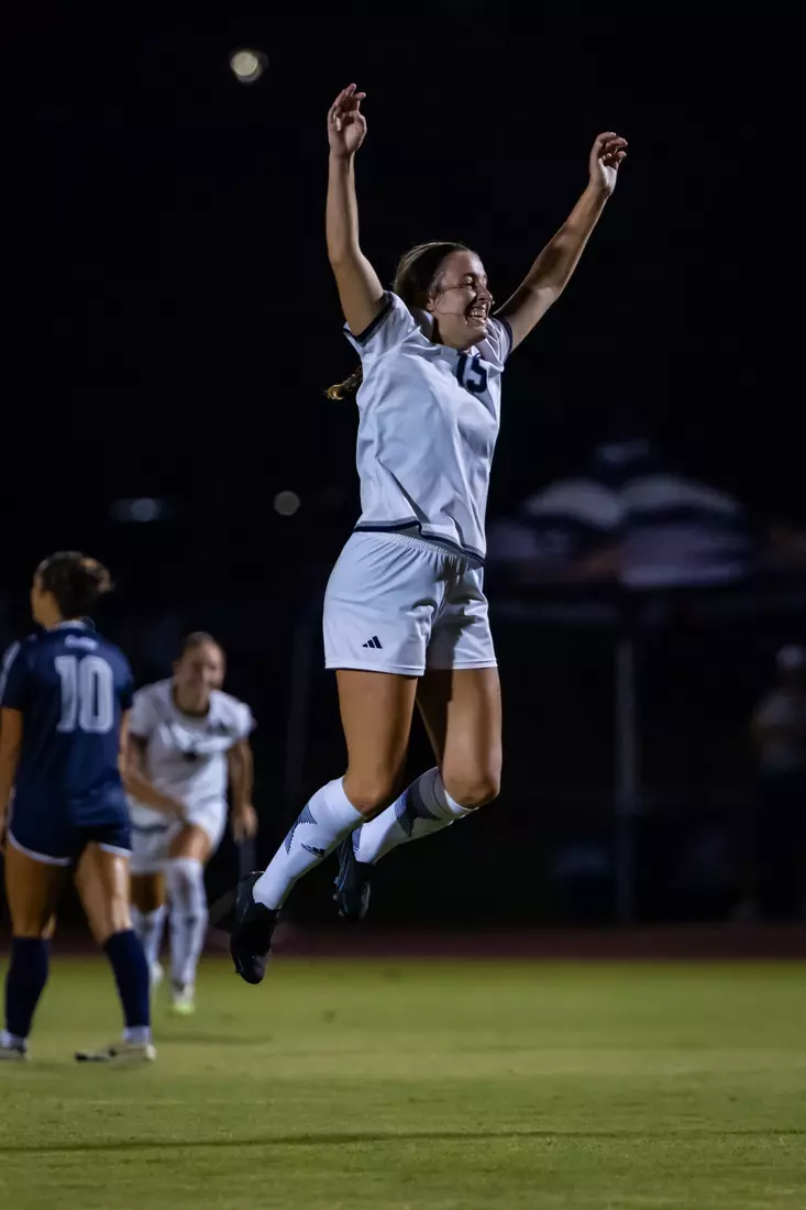 Georgia Southern midfielder Paisley Cathey (15) during the NCAA women’s soccer match between Georgia Southern and North Florida at Bo Pitts Field on August 12, 2026 in Statesboro, Georgia. (Photograph by AJ Henderson / Georgia Southern Athletics)