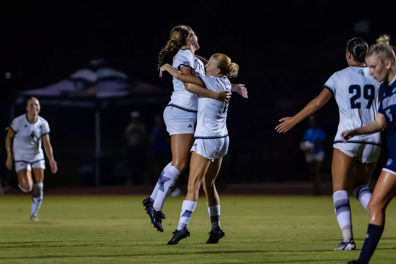 Georgia Southern midfielder Paisley Cathey (15) during the NCAA women’s soccer match between Georgia Southern and North Florida at Bo Pitts Field on August 12, 2026 in Statesboro, Georgia. (Photograph by AJ Henderson / Georgia Southern Athletics)