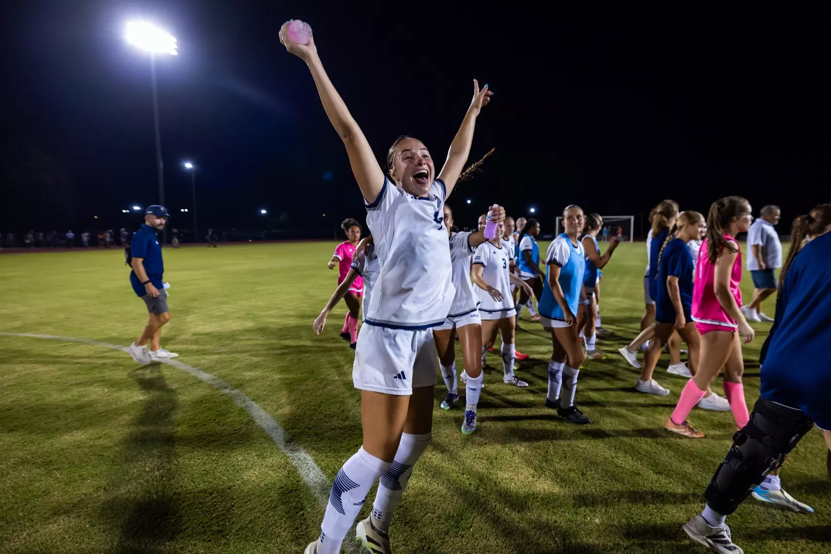 Celebration during the NCAA women’s soccer match between Georgia Southern and North Florida at Bo Pitts Field on August 12, 2026 in Statesboro, Georgia. (Photograph by AJ Henderson / Georgia Southern Athletics)