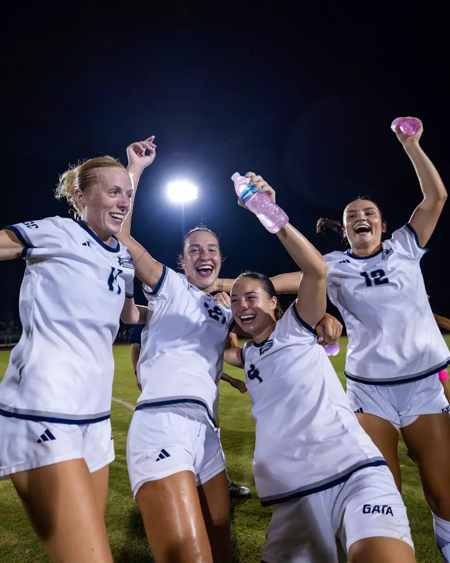 Celebration during the NCAA women’s soccer match between Georgia Southern and North Florida at Bo Pitts Field on August 12, 2026 in Statesboro, Georgia. (Photograph by AJ Henderson / Georgia Southern Athletics)