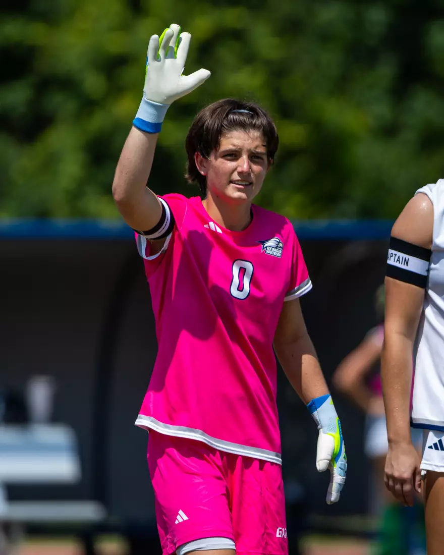 Georgia Southern goalkeeper Quinn Wilson (0) during the NCAA women’s soccer match between Georgia Southern and Florida Gulf Coast at Bo Pitts Field on August 16, 2026 in Statesboro, Georgia. (Photograph by AJ Henderson / Georgia Southern Athletics)
