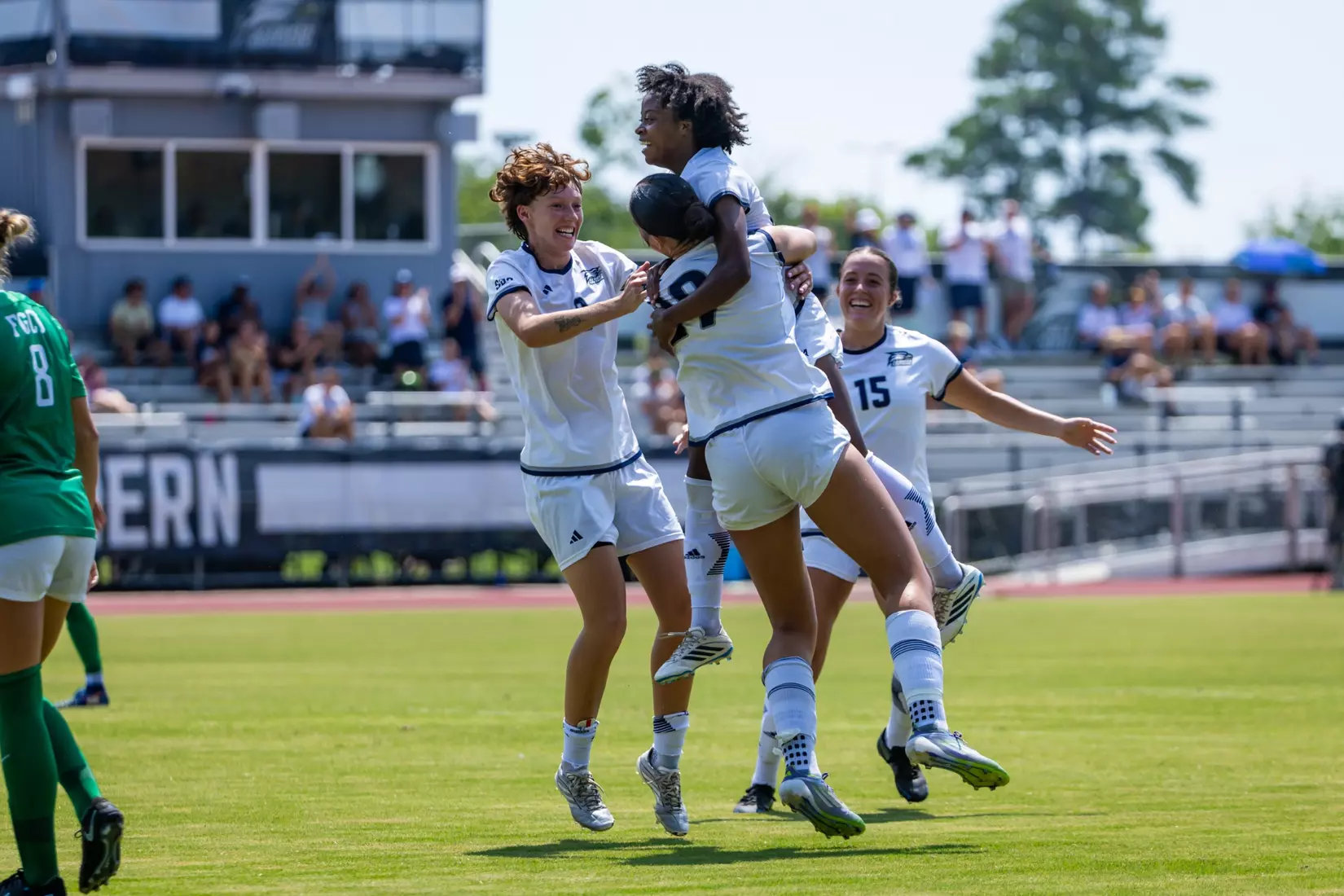 Celebration during the NCAA women’s soccer match between Georgia Southern and Florida Gulf Coast at Bo Pitts Field on August 16, 2026 in Statesboro, Georgia. (Photograph by AJ Henderson / Georgia Southern Athletics)