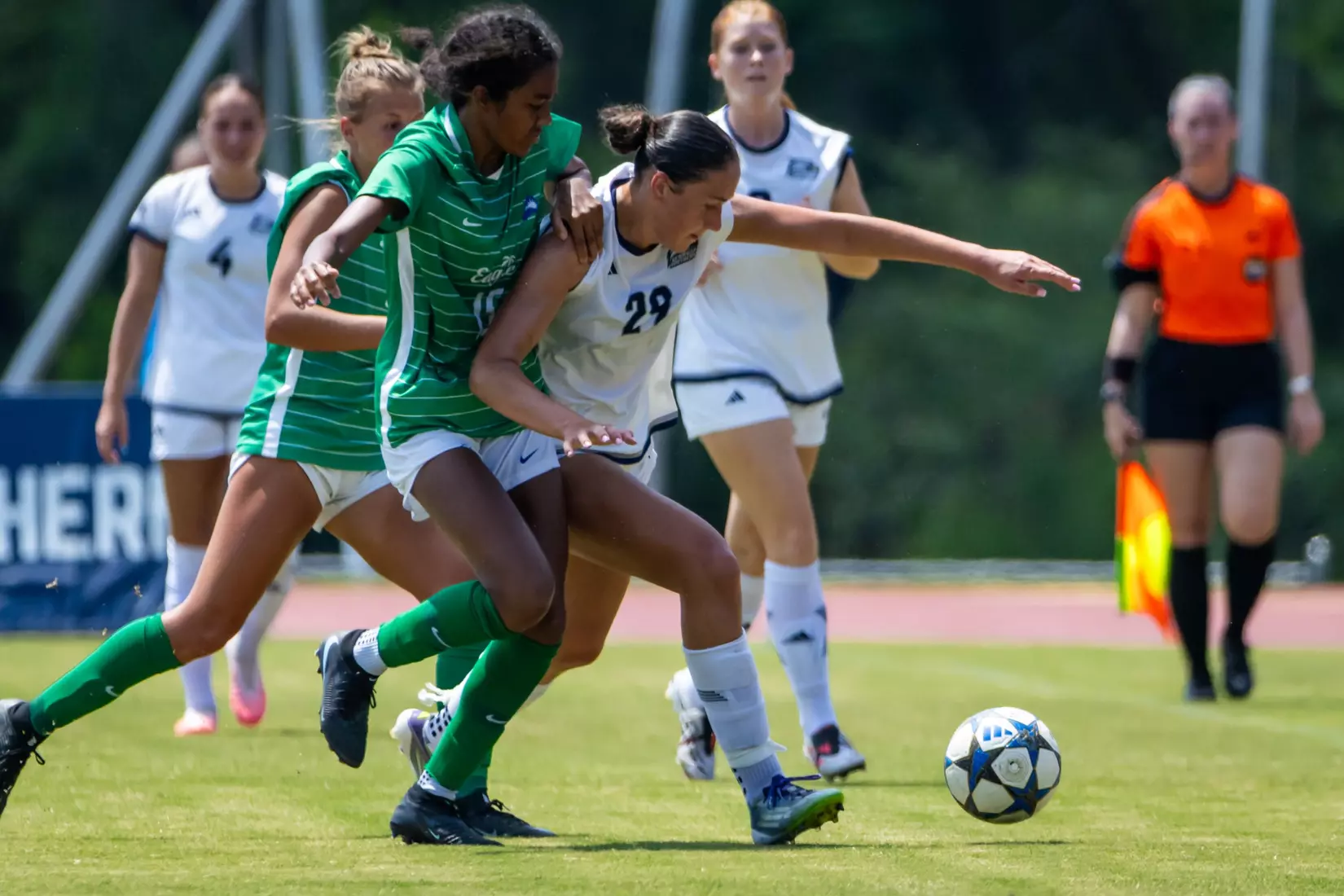 Georgia Southern forward Anna Braziunas (29) during the NCAA women’s soccer match between Georgia Southern and Florida Gulf Coast at Bo Pitts Field on August 16, 2026 in Statesboro, Georgia. (Photograph by AJ Henderson / Georgia Southern Athletics)
