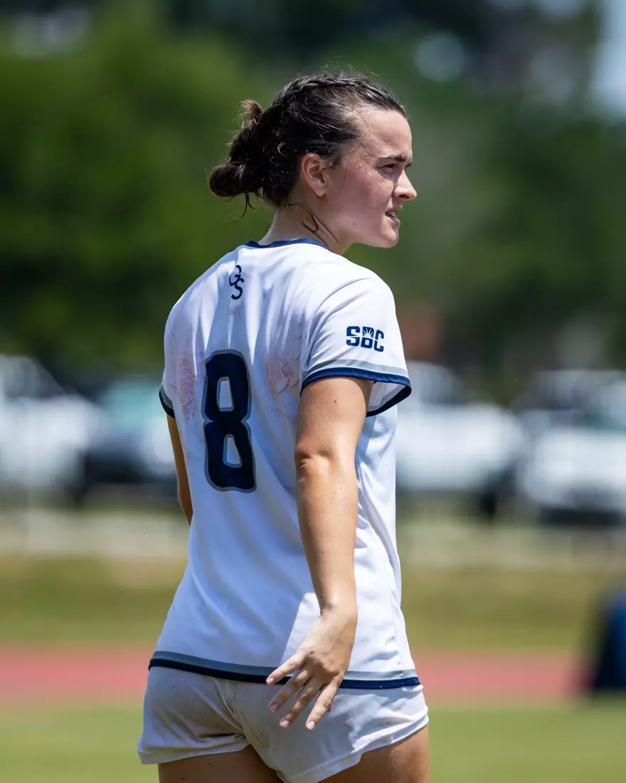 Georgia Southern defender/midfielder Maryann Beach (8) during the NCAA women’s soccer match between Georgia Southern and Florida Gulf Coast at Bo Pitts Field on August 16, 2026 in Statesboro, Georgia. (Photograph by AJ Henderson / Georgia Southern Athletics)
