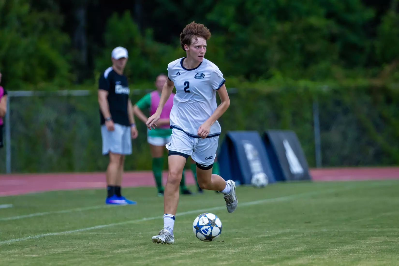 Georgia Southern midfielder Caitlin Conroy (2) during the NCAA women’s soccer match between Georgia Southern and Florida Gulf Coast at Bo Pitts Field on August 16, 2026 in Statesboro, Georgia. (Photograph by AJ Henderson / Georgia Southern Athletics)