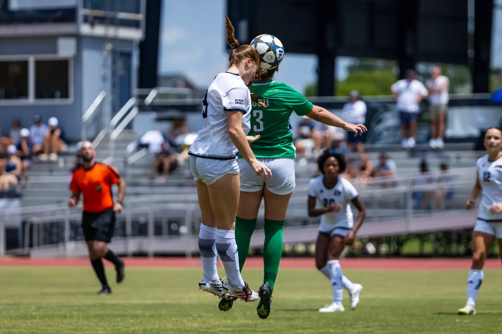 Georgia Southern midfielder Meredith Pugh (3) during the NCAA women’s soccer match between Georgia Southern and Florida Gulf Coast at Bo Pitts Field on August 16, 2026 in Statesboro, Georgia. (Photograph by AJ Henderson / Georgia Southern Athletics)