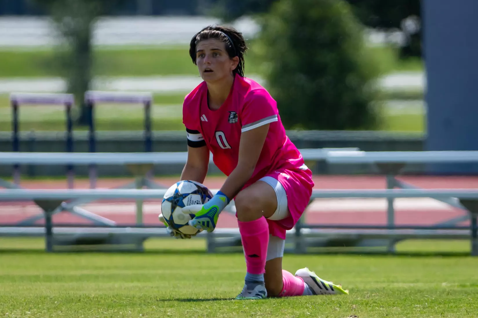 Georgia Southern goalkeeper Quinn Wilson (0) during the NCAA women’s soccer match between Georgia Southern and Florida Gulf Coast at Bo Pitts Field on August 16, 2026 in Statesboro, Georgia. (Photograph by AJ Henderson / Georgia Southern Athletics)