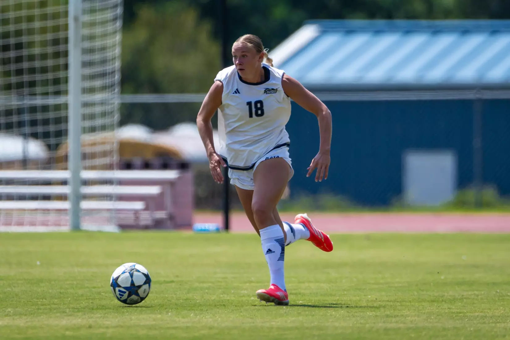Georgia Southern defender Olivia Golden during the NCAA women’s soccer match between Georgia Southern and Florida Gulf Coast at Bo Pitts Field on August 16, 2026 in Statesboro, Georgia. (Photograph by AJ Henderson / Georgia Southern Athletics)