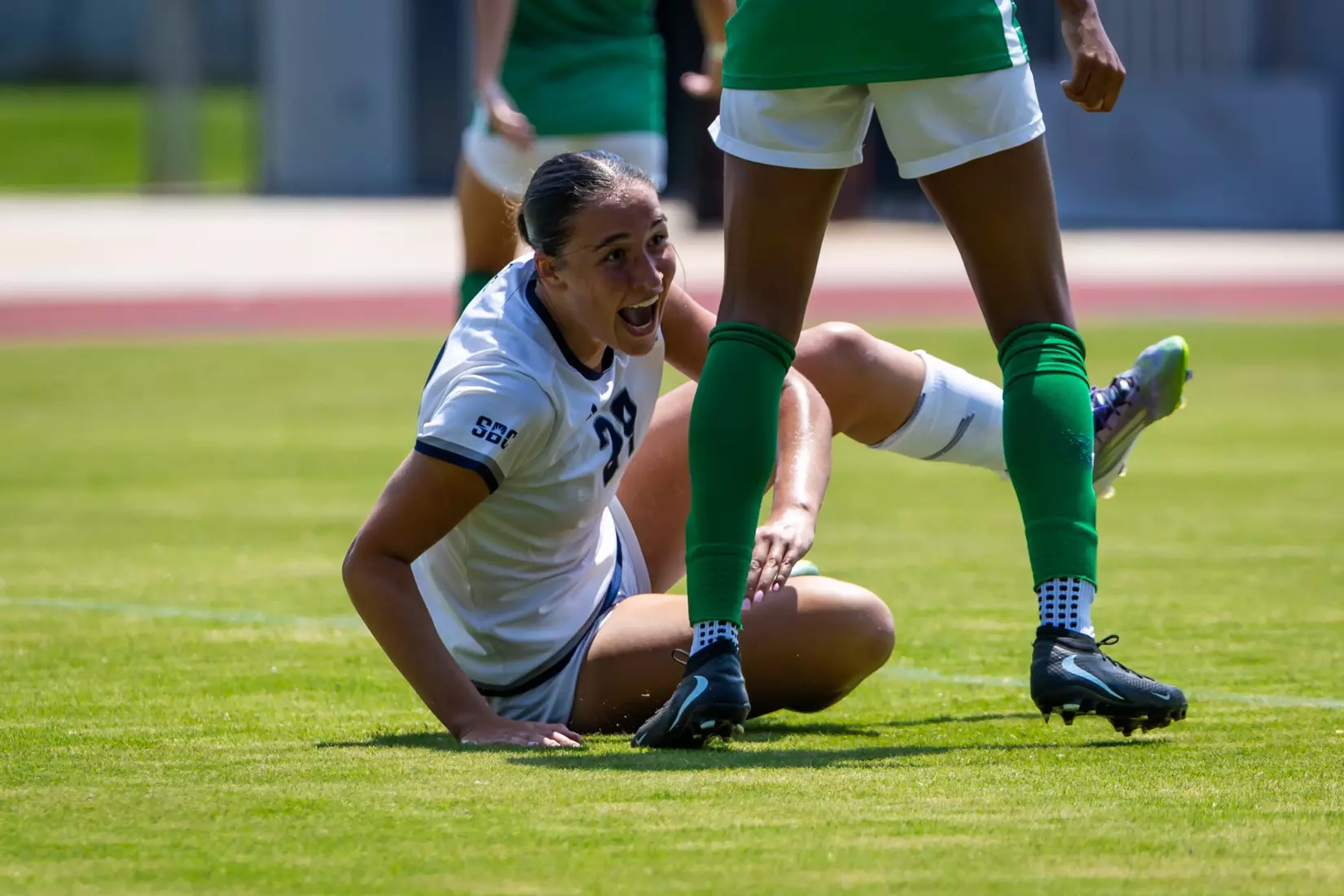 Georgia Southern forward Anna Braziunas (29) during the NCAA women’s soccer match between Georgia Southern and Florida Gulf Coast at Bo Pitts Field on August 16, 2026 in Statesboro, Georgia. (Photograph by AJ Henderson / Georgia Southern Athletics)