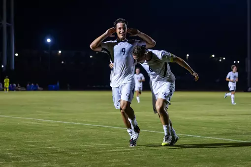 Broden Beorlegui celebrating after a goal against Florida Gulf Coast Unversity