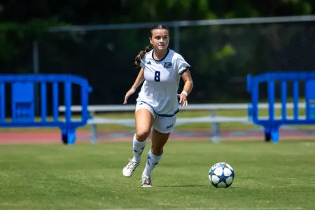 Georgia Southern defender/midfielder Maryann Beach (8) during the NCAA women’s soccer match between Georgia Southern and UNC Wilmington at Bo Pitts Field on August 23, 2026 in Statesboro, Georgia. (Photograph by AJ Henderson / Georgia Southern Athletics)