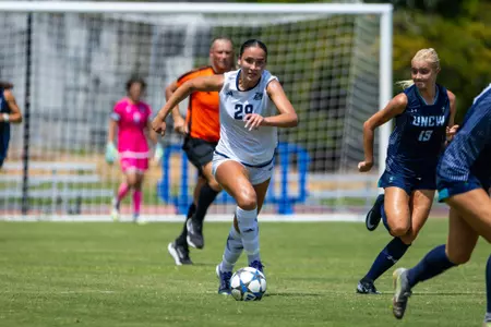 Georgia Southern forward Anna Braziunas (29) during the NCAA women’s soccer match between Georgia Southern and UNC Wilmington at Bo Pitts Field on August 23, 2026 in Statesboro, Georgia. (Photograph by AJ Henderson / Georgia Southern Athletics)
