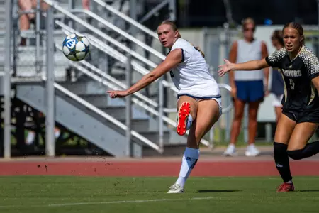 Georgia Southern defender Olivia Golden during the NCAA women’s soccer match between Georgia Southern and Wofford at Bo Pitts Field on August 5, 2026 in Statesboro, Georgia. (Photograph by AJ Henderson / Georgia Southern Athletics)