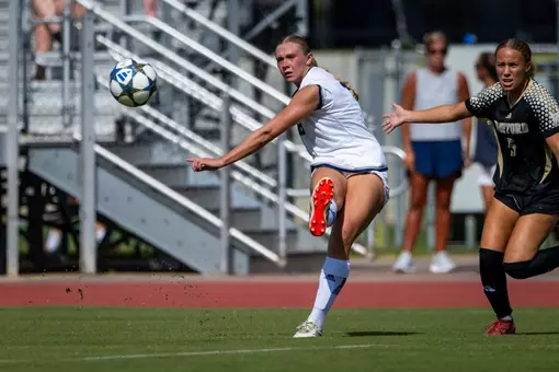 Georgia Southern defender Olivia Golden during the NCAA women’s soccer match between Georgia Southern and Wofford at Bo Pitts Field on August 5, 2026 in Statesboro, Georgia. (Photograph by AJ Henderson / Georgia Southern Athletics)