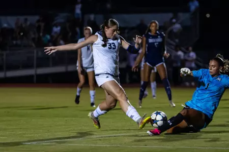 Georgia Southern forward Scarlett Hirschy (33) during the NCAA women’s soccer match between Georgia Southern and North Florida at Bo Pitts Field on August 12, 2026 in Statesboro, Georgia. (Photograph by AJ Henderson / Georgia Southern Athletics)