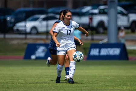 Georgia Southern midfielder Kira Kim (17) during the NCAA women’s soccer match between Georgia Southern and UNC Wilmington at Bo Pitts Field on August 23, 2026 in Statesboro, Georgia. (Photograph by AJ Henderson / Georgia Southern Athletics)