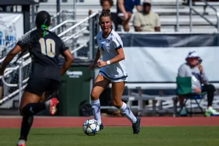 Georgia Southern midfielder Emma McRae (6) during the NCAA women’s soccer match between Georgia Southern and Wofford at Bo Pitts Field on August 5, 2026 in Statesboro, Georgia. (Photograph by AJ Henderson / Georgia Southern Athletics)