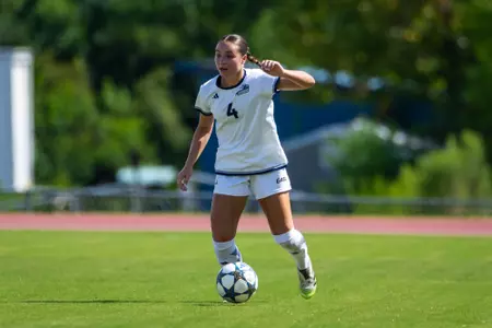 Georgia Southern midfielder Maya Zmistowski (4) during the NCAA women’s soccer match between Georgia Southern and Wofford at Bo Pitts Field on August 5, 2026 in Statesboro, Georgia. (Photograph by AJ Henderson / Georgia Southern Athletics)