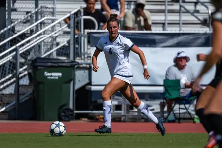 Georgia Southern midfielder Emma McRae (6) during the NCAA women’s soccer match between Georgia Southern and Wofford at Bo Pitts Field on August 5, 2026 in Statesboro, Georgia. (Photograph by AJ Henderson / Georgia Southern Athletics)